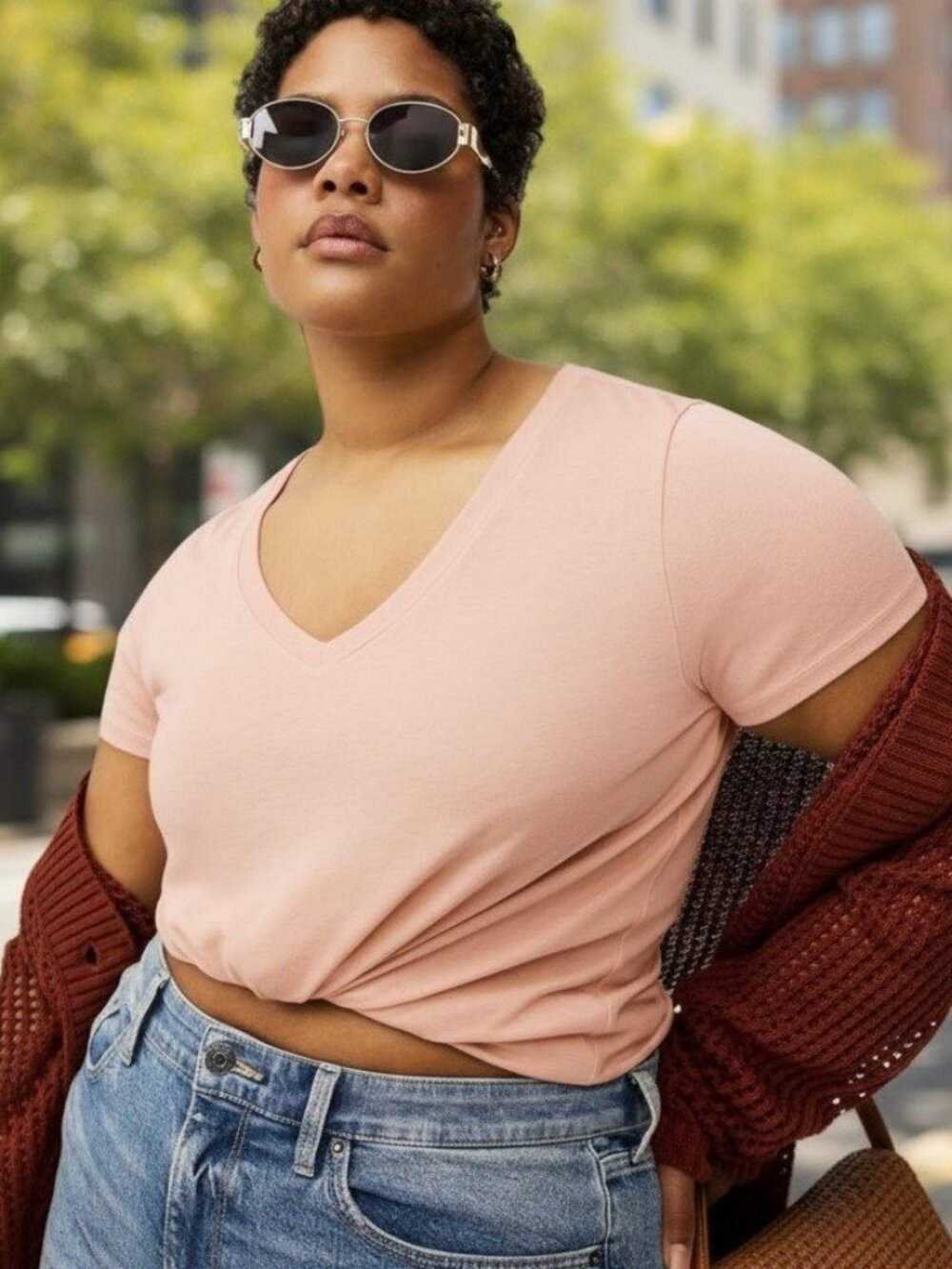 New w/o Tag Torrid Classic Fit V Neck T Girlfriend Tee Shirt Peach Size 3X